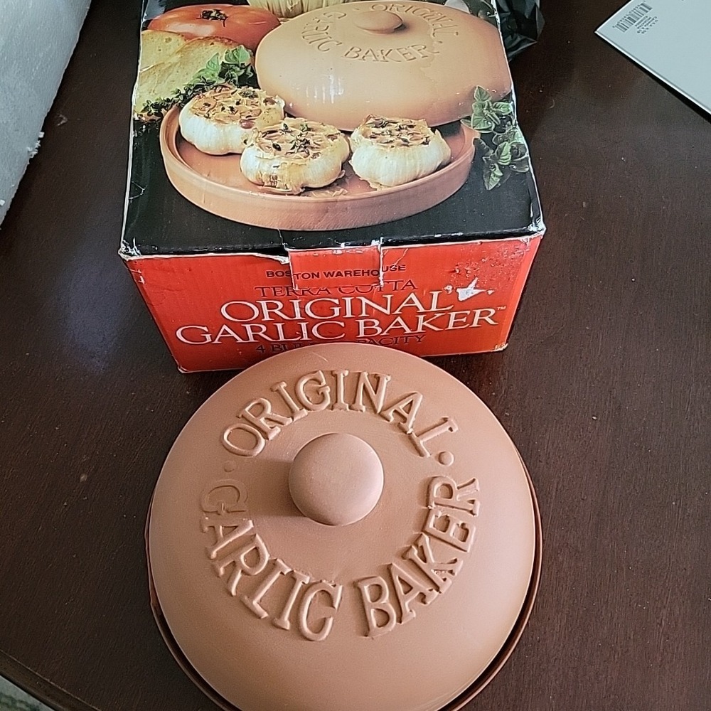 Vintage 4 Bulb Terra Cotta Garlic Baker Boston Warehouse 1993 Original Box